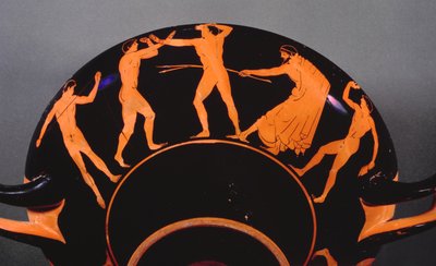 Kylix de figuras rojas que representa a atletas entrenando, c.500 a.C. de Greek